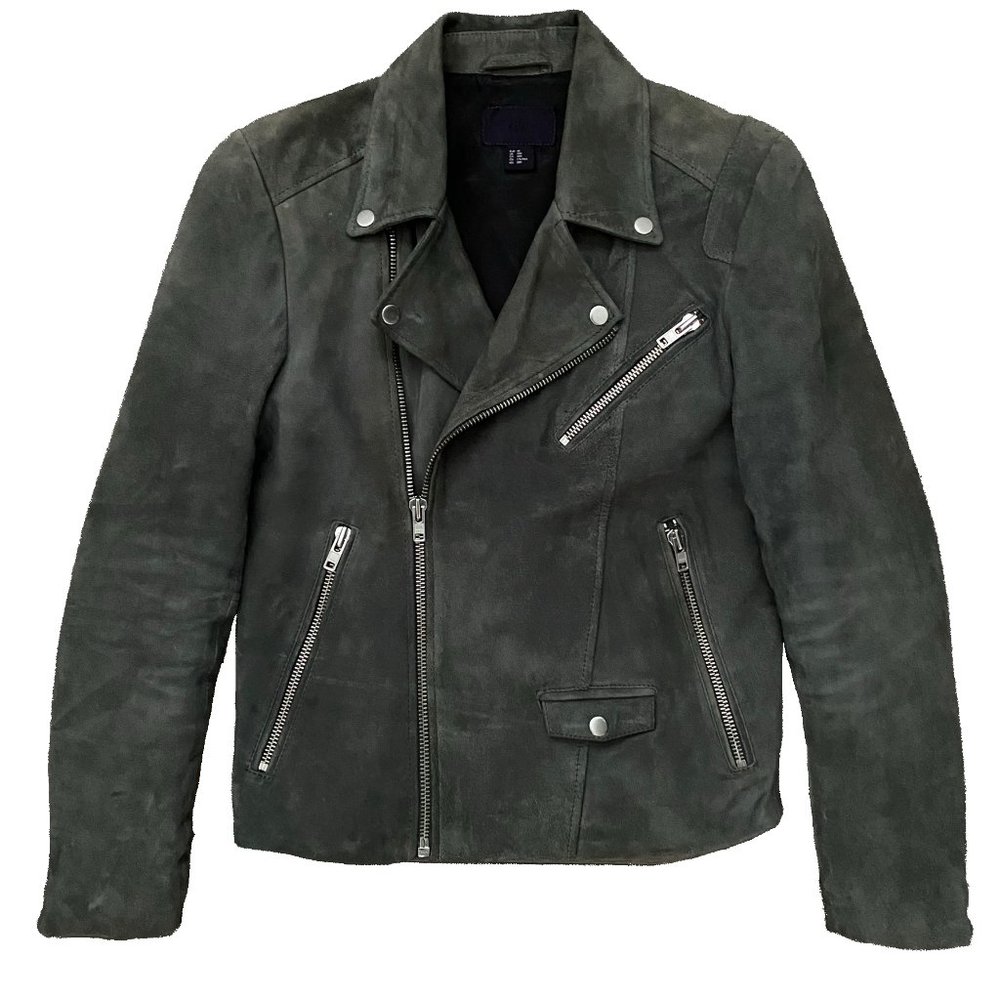 H&M Dark Grey Suede Biker Jacket Size 38R